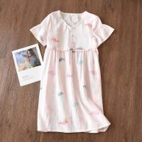 SUNTEK棉纱布睡裙女士睡衣薄款棉舒适家居裙可爱风少女家居服连衣裙