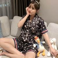 SUNTEK睡衣女夏季短袖短裤冰丝韩版卡通可爱薄款春夏家居服两件套装