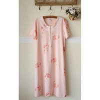 SUNTEK夏季棉睡衣女士短袖睡裙棉夏天加肥加大码宽松睡衣家居服