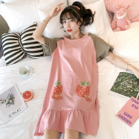SUNTEK睡裙女夏季韩版薄款棉短袖夏天学生女士睡衣甜美可爱家居服外穿