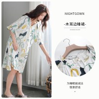 SUNTEK睡裙女士睡衣裙子夏季夏天莫代尔棉绸短袖冰丝薄款可外穿长款过膝