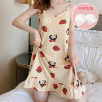 SUNTEK睡裙女夏季棉女士性感带胸垫吊带裙学生可爱夏天韩版连衣裙睡衣