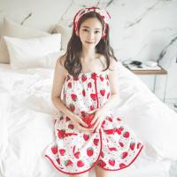 SUNTEK夏季女士两用浴巾睡衣性感裹胸睡袍套装甜美可爱莓抹胸睡裙浴袍