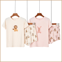 SUNTEKGP冰淇淋棉睡衣女夏季短袖短裤卡通可爱宽松莫代尔情侣男士套装