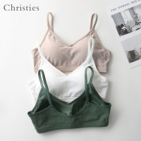 SUNTEK内衣女无钢圈美背文胸夏季超薄款小胸聚拢抹胸运动背心女性感胸贴