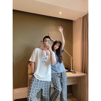 SUNTEK可出情侣睡衣夏季薄款棉男女日系可爱网红两件套装休闲家居服睡衣/家居服套装