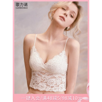 SUNTEK吊带美背心内衣女一体无钢圈夏季薄款聚拢法式白色蕾丝文胸胸罩