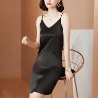 SUNTEK夏天女士冰丝睡裙女可出性感露背内搭吊带连衣裙醋酸缎面睡衣裙