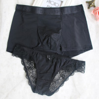 SUNTEK情侣内裤蕾丝冰丝装男女内衣套装低腰超薄情趣男士平角女三角