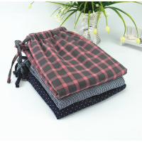 SUNTEK日系棉双层纱布格子睡裤男女士春秋季薄款大码休闲家居长裤加肥睡裤/家居裤