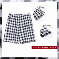 SUNTEK棉睡裤女夏天短裤宽松单件五分懒人宅宅裤单条可外穿格子家居裤睡裤/家居裤