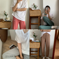 SUNTEK3fter丨韩版chic纯色简约家居裤女式睡裤春夏薄款莫代尔束口长裤睡裤/家居裤