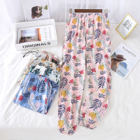 SUNTEKins风清凉睡裤女 长裤夏薄款棉绸宽松休闲可外穿防蚊裤家居绵绸裤睡裤/家居裤