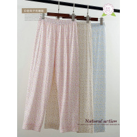 SUNTEK中老年睡裤女夏薄款单件长裤加肥加大码棉老人棉居家裤女春秋睡裤/家居裤