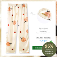 SUNTEK单条空调睡裤女夏长裤冰丝超薄款印花居家裤可外穿宽松单件家居裤睡裤/家居裤