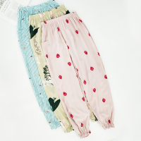 SUNTEK冰丝棉绸睡裤女夏季人造棉长裤绵绸家居薄款宽松空调防蚊灯笼裤睡裤/家居裤