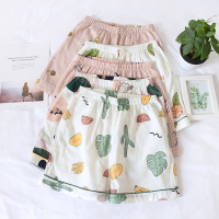 SUNTEK睡裤女士夏季日系棉双层纱布居家短裤春棉薄款宽松五分家居裤睡裤/家居裤