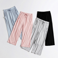 SUNTEK女夏薄款宽松七分裤居家睡裤莫代尔大码中长款休闲短裤空调裤睡裤/家居裤