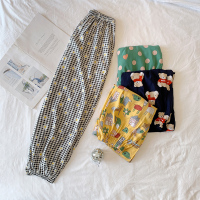 SUNTEK棉绸睡裤女长裤夏季菊花薄款棉宽松防蚊裤外穿人造棉空调家居裤睡裤/家居裤