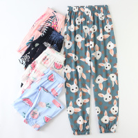 SUNTEK春夏女士人棉睡裤绵绸薄款宽松小脚收口束脚家居长裤防蚊裤外穿女睡裤/家居裤