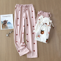 SUNTEK日系睡裤女棉夏季春秋针织薄款弹力宽松家居裤长裤可外穿大码薄睡裤/家居裤