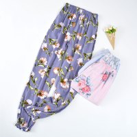 SUNTEK棉绸睡裤女夏长裤薄款棉绵绸家居裤宽松束脚春秋外穿休闲空调裤睡裤/家居裤