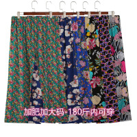 SUNTEK女士藏蓝小花新款老年人加肥加大家居裤碎花夏季宽松人造棉睡裤薄睡裤/家居裤