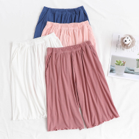 SUNTEK莫代尔睡裤女士五分裤甜美木耳边可外穿短裤大码沙滩裤薄款家居裤睡裤/家居裤