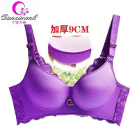 SUNTEK新款加厚9CM超聚拢蕾丝美背光面无钢圈文胸内衣胸罩