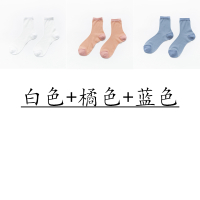 SUNTEK透明玻璃丝袜纯色堆堆袜子女夏季仙女袜薄韩国透气沙滩袜日系黑色 白色+橘色+蓝色3双装 均码