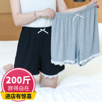 SUNTEK加肥加大码睡裤女200斤宽松透气棉蕾丝短裤可外穿胖mm家居裤夏