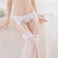 SUNTEK日系丝袜性感情趣女长筒过膝高筒长袜黑丝蕾丝吊带开档丝袜内衣 白色-[内裤吊带丝袜]-2175