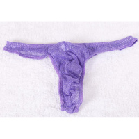 SUNTEK男式情趣超薄丁字内裤性感闪光丝紧身囊袋T裤男青年低腰透明裤头