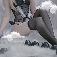 SUNTEK吉樂巴士:蕾丝显瘦长筒袜黑色丝袜女薄款性感诱惑大腿过膝袜 黑色长筒袜 均码