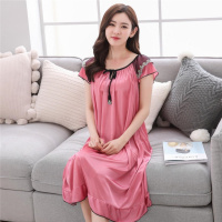 SUNTEK。夏季女士睡裙加肥加大码睡裙女宽松性感冰丝睡裙睡衣女胖夏睡衣