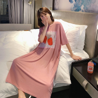 SUNTEK水果卡通睡裙女士夏天莫代尔加长薄款睡衣宽松大码孕妇家居裙韩版