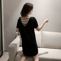 SUNTEK睡裙性感莫代尔棉女士夏季睡衣小诱惑镂空isn连衣裙薄款家居服