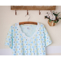 SUNTEK夏季短袖女士睡裙大码棉睡衣家居服加肥大码蕾丝棉睡衣夏睡裙