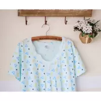 SUNTEK夏季短袖女士睡裙大码棉睡衣家居服加肥大码蕾丝棉睡衣夏睡裙