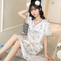 SUNTEK睡裙女士夏季冰丝薄款可爱卡通家居服夏天韩版网红很仙的短袖睡衣