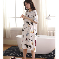 SUNTEK睡裙女夏季短袖棉韩版宽松清新薄款中长款夏天睡衣女士连衣裙子