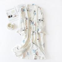 SUNTEK纱布和服浴袍睡裙女士款夏秋季棉日式睡袍汗蒸棉睡衣棉家居