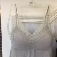 SUNTEK古妃夏莫代尔睡裙长款打底吊带性感蕾丝边内衣带胸垫睡衣细带