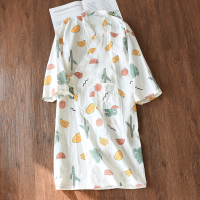 SUNTEK日式和服女士浴袍睡裙长袖睡袍棉纱布夏秋季款可爱汗蒸棉睡衣