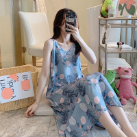 SUNTEK睡裙女夏季吊带小性感可爱棉绸睡衣可爱人造棉少女长款过膝家居服