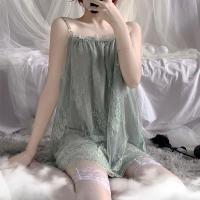 SUNTEK性感睡衣大码吊带睡裙女夏季蕾丝网纱薄款诱惑公主风冰丝私房内衣