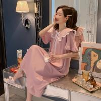 SUNTEK睡衣女夏季睡裙棉短袖可爱宫廷公主风家居服长款孕妇睡裙春秋季