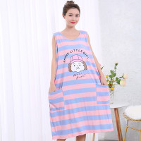 SUNTEK大码无袖背心睡裙女生夏季薄款冰丝胖mm200斤孕妇宽松吊带睡衣裙