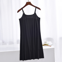 SUNTEK纯色吊带睡裙女性感夏季莫代尔薄款中长打底裙宽松大码连衣裙