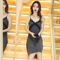 SUNTEK莫代尔睡衣女夏季睡裙性感带胸垫吊带裙内衣棉蕾丝花边夏天薄款
